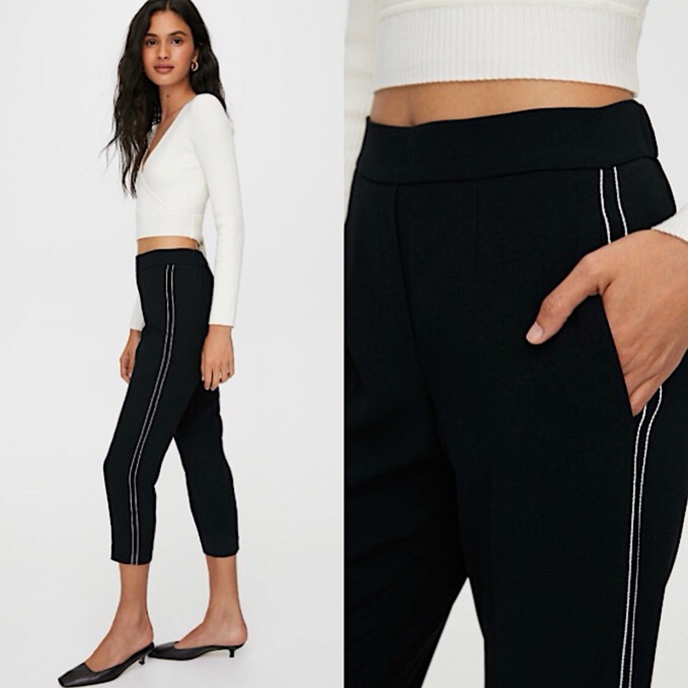 ARTIZIA BABATON CONAN WHITE STRIPE PANT IN BLACK ESPACE - LIKE NEW SIZE 0 ✨